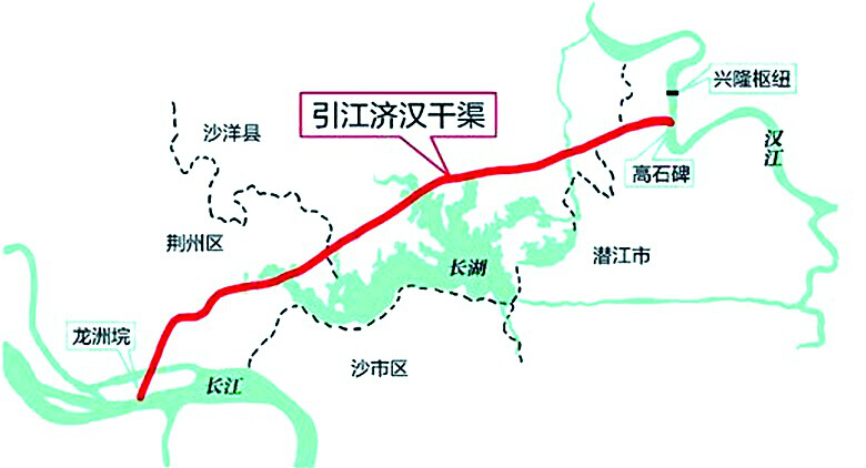 图为:引江济汉通水当日,奔腾长江水流入运河 记者朱熙勇摄